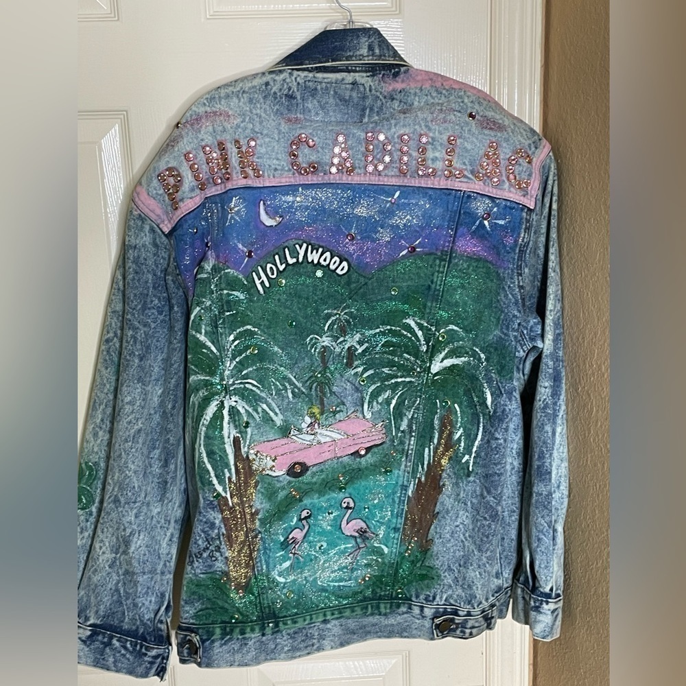 Vintage Distressed Studded Hollywood / Pink Cadillac Jean Jacket​​​​​​​​​​​​​​​​ - Picture 2 of 13